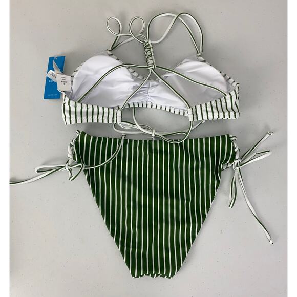 NEW Women Cupshe stripe reversible 2-piece bikini bathing suit, S - Picture 3 of 3